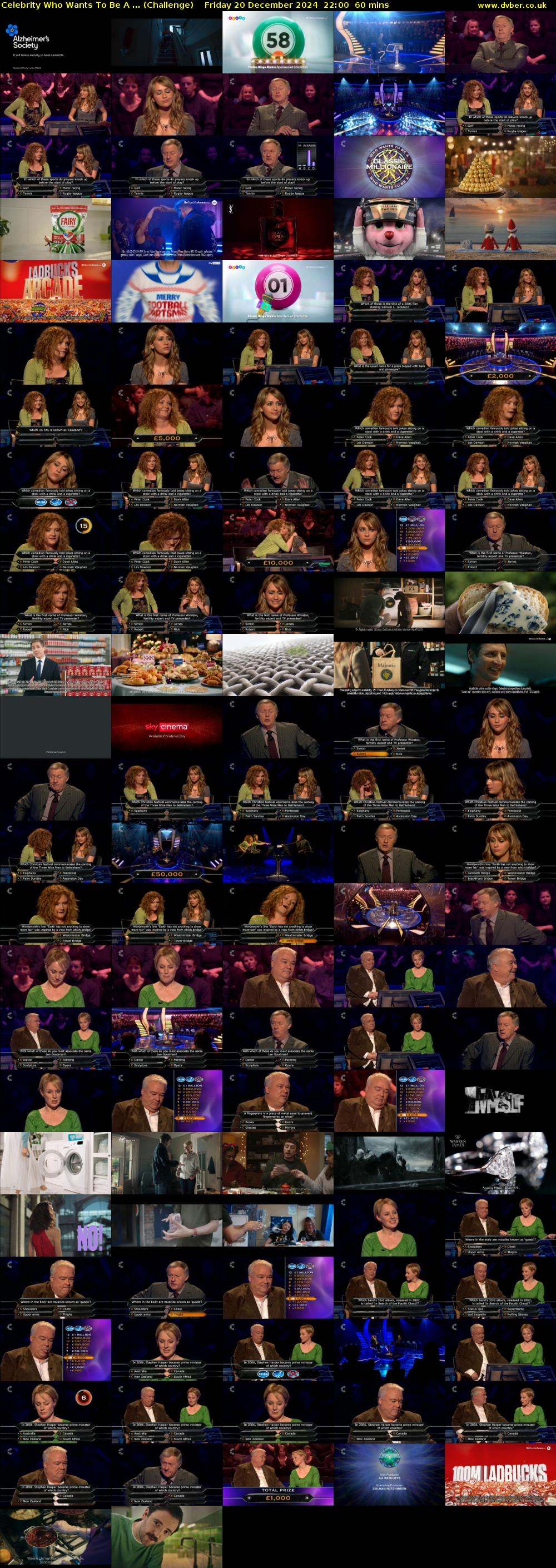 Celebrity Who Wants To Be A ... (Challenge) Friday 20 December 2024 22:00 - 23:00