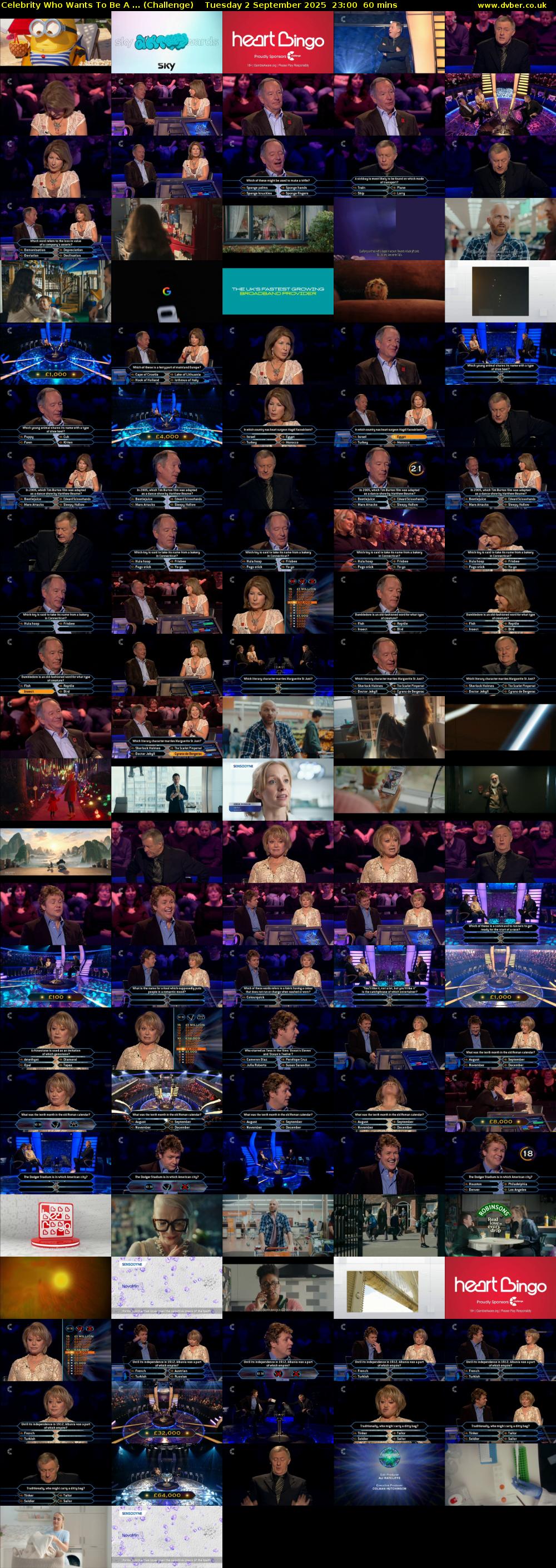 Celebrity Who Wants To Be A ... (Challenge) Tuesday 2 September 2025 23:00 - 00:00