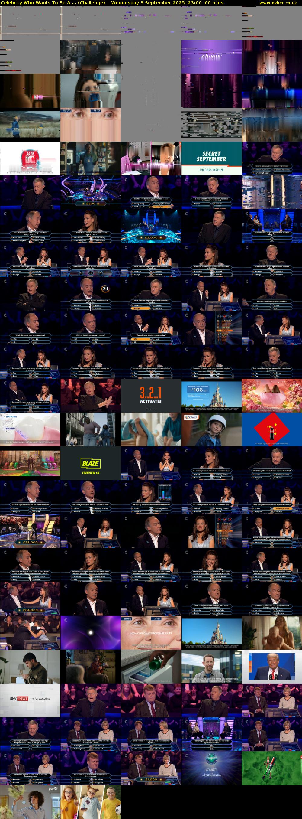 Celebrity Who Wants To Be A ... (Challenge) Wednesday 3 September 2025 23:00 - 00:00