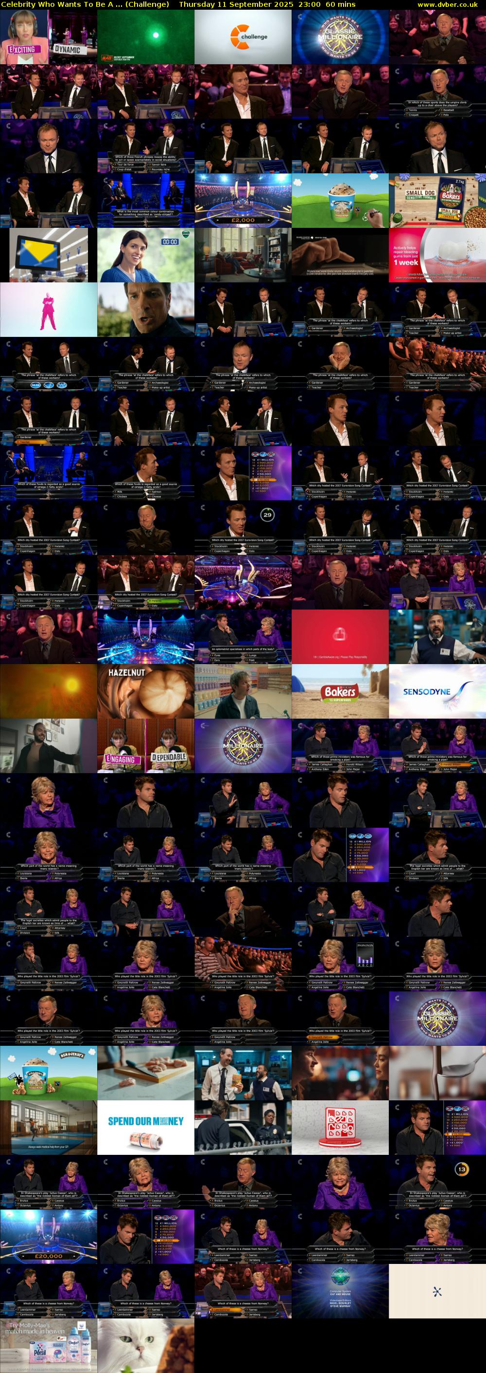 Celebrity Who Wants To Be A ... (Challenge) Thursday 11 September 2025 23:00 - 00:00