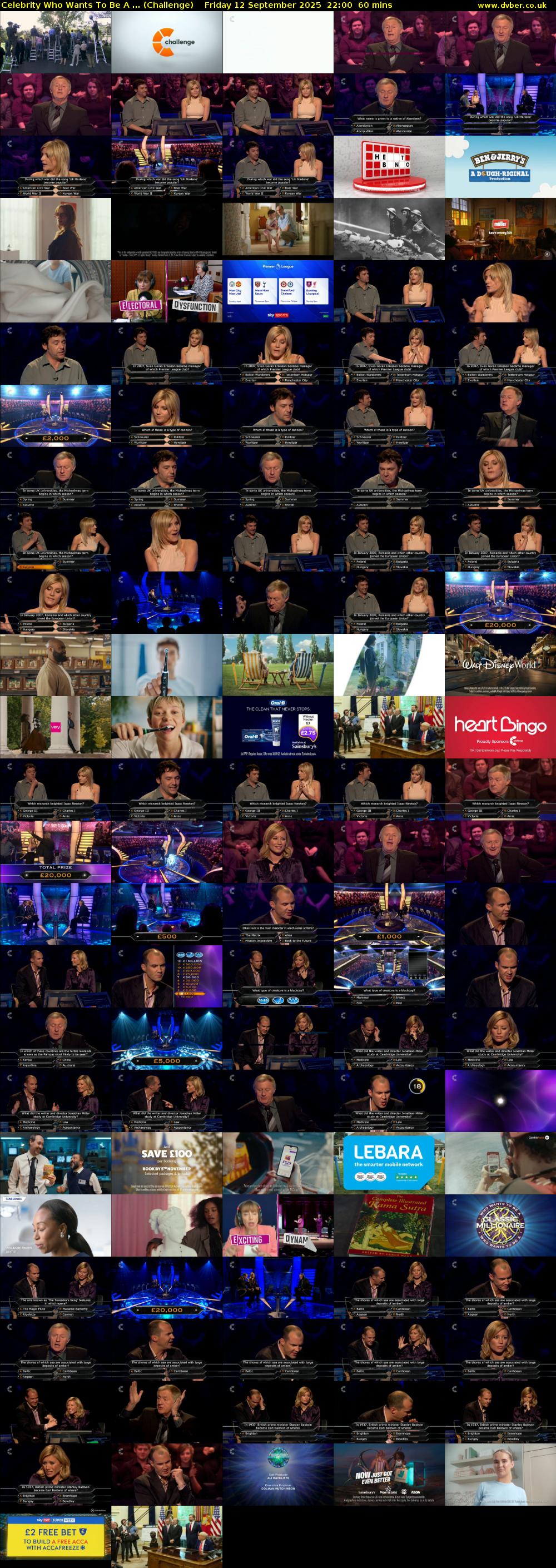 Celebrity Who Wants To Be A ... (Challenge) Friday 12 September 2025 22:00 - 23:00