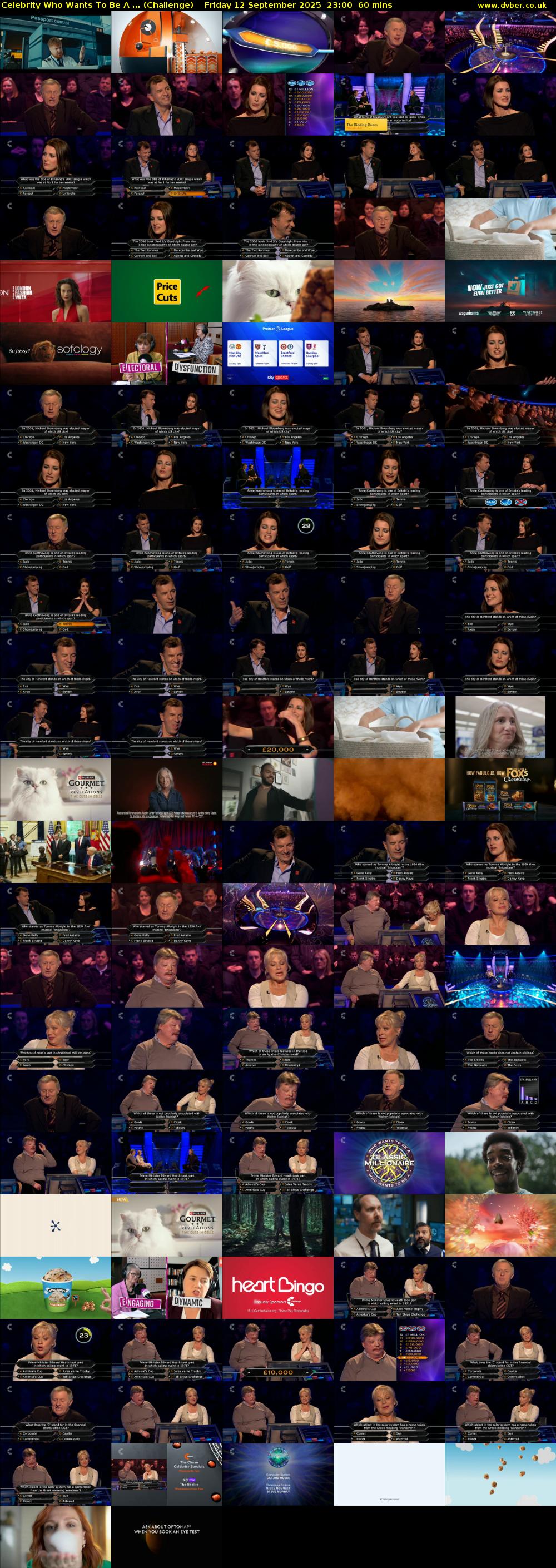 Celebrity Who Wants To Be A ... (Challenge) Friday 12 September 2025 23:00 - 00:00