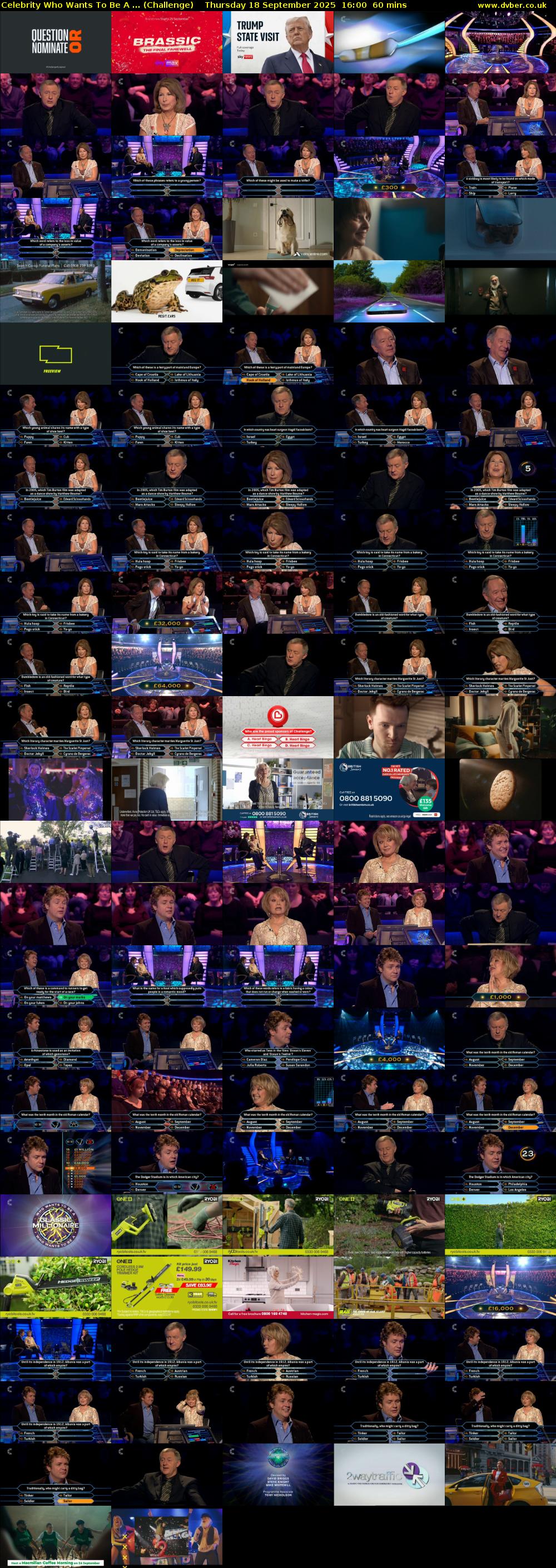 Celebrity Who Wants To Be A ... (Challenge) Thursday 18 September 2025 16:00 - 17:00