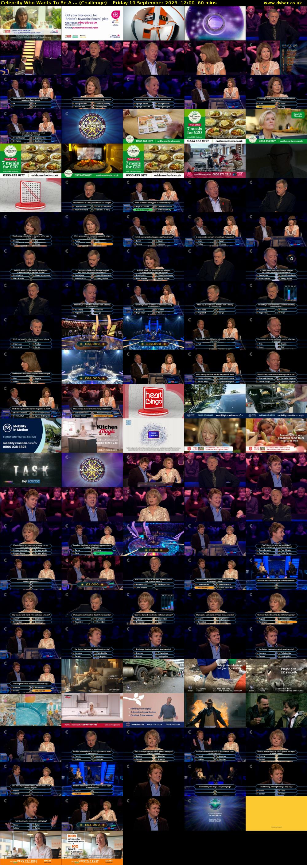 Celebrity Who Wants To Be A ... (Challenge) Friday 19 September 2025 12:00 - 13:00