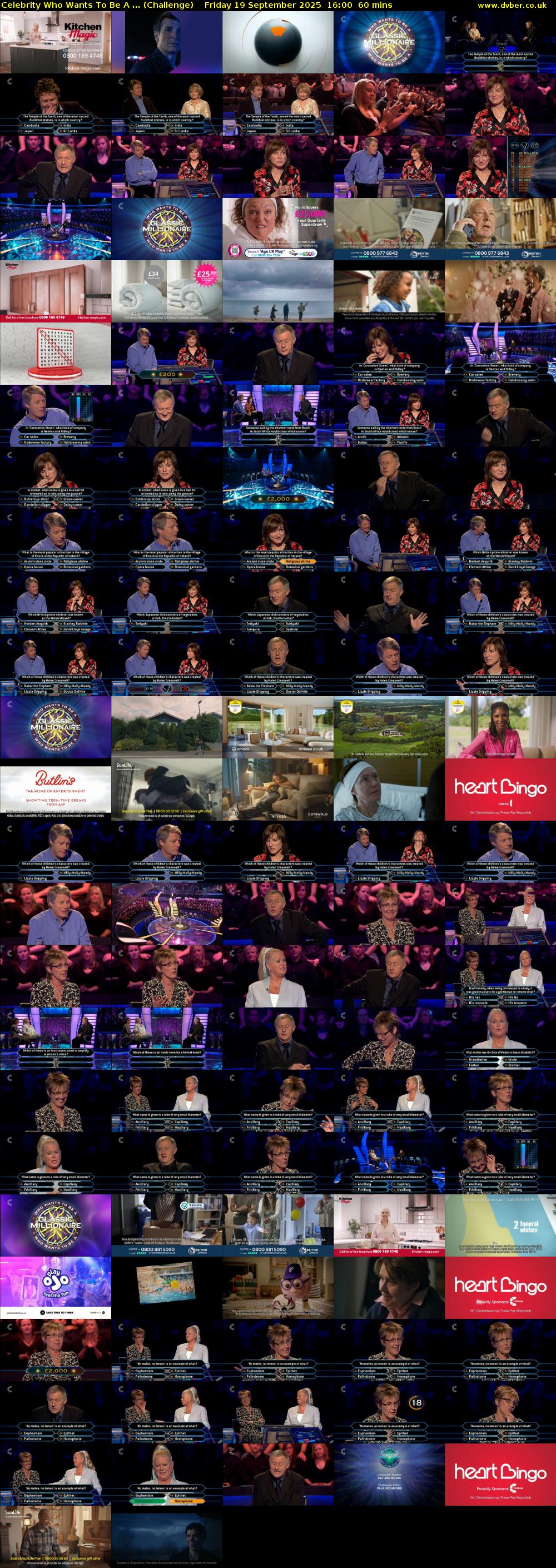 Celebrity Who Wants To Be A ... (Challenge) Friday 19 September 2025 16:00 - 17:00