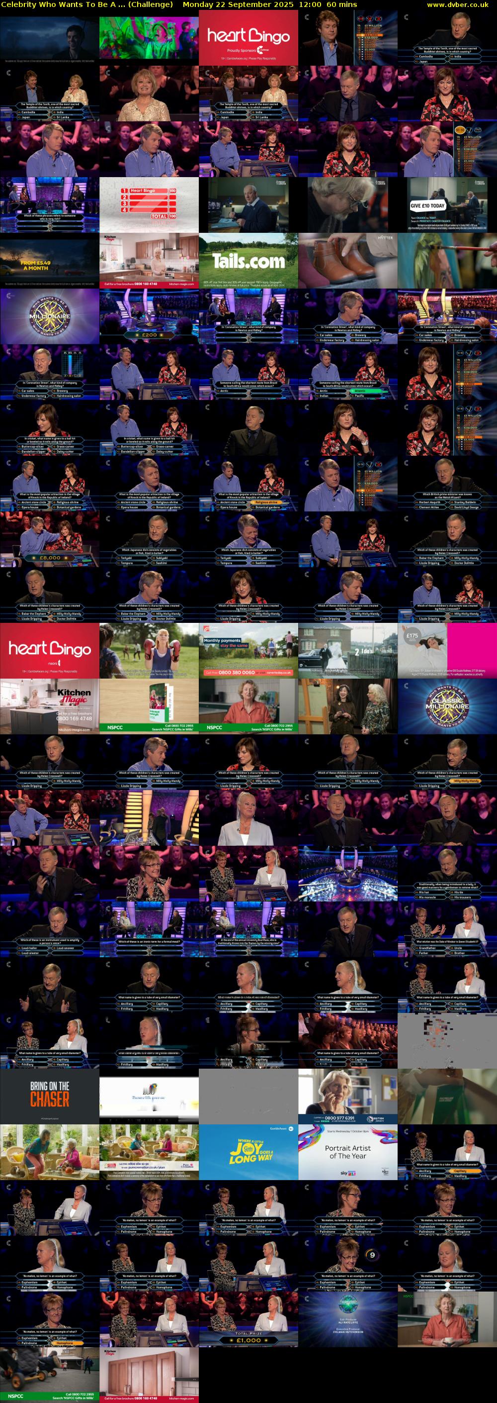 Celebrity Who Wants To Be A ... (Challenge) Monday 22 September 2025 12:00 - 13:00