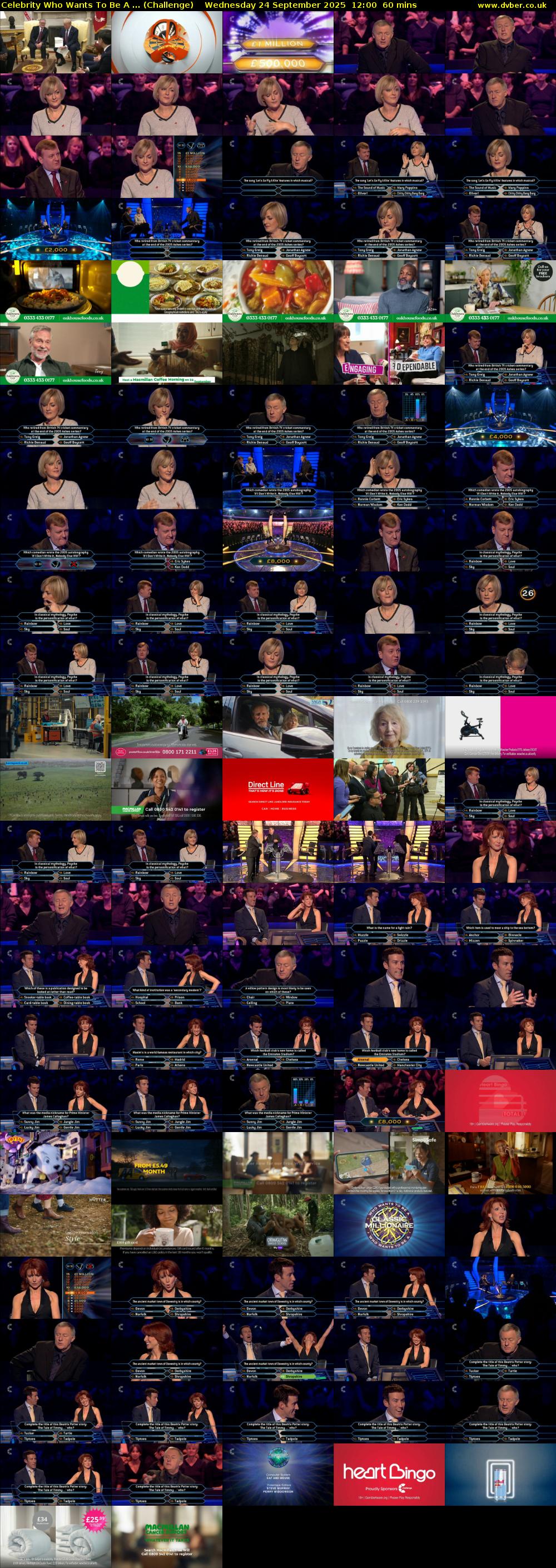 Celebrity Who Wants To Be A ... (Challenge) Wednesday 24 September 2025 12:00 - 13:00