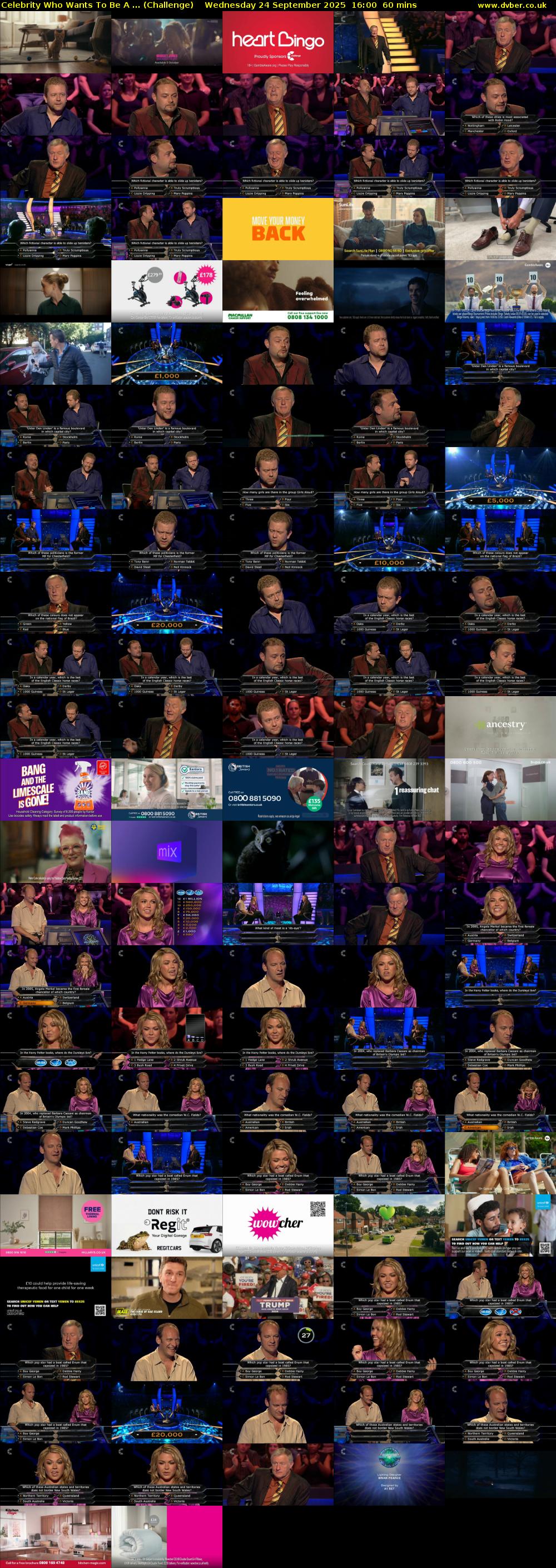 Celebrity Who Wants To Be A ... (Challenge) Wednesday 24 September 2025 16:00 - 17:00