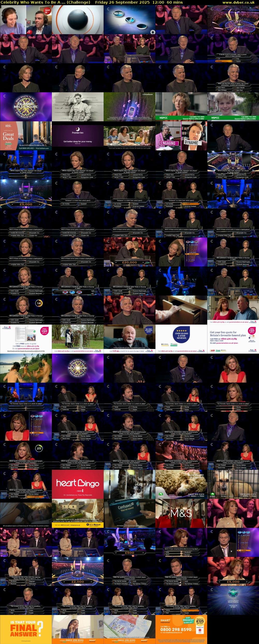 Celebrity Who Wants To Be A ... (Challenge) Friday 26 September 2025 12:00 - 13:00