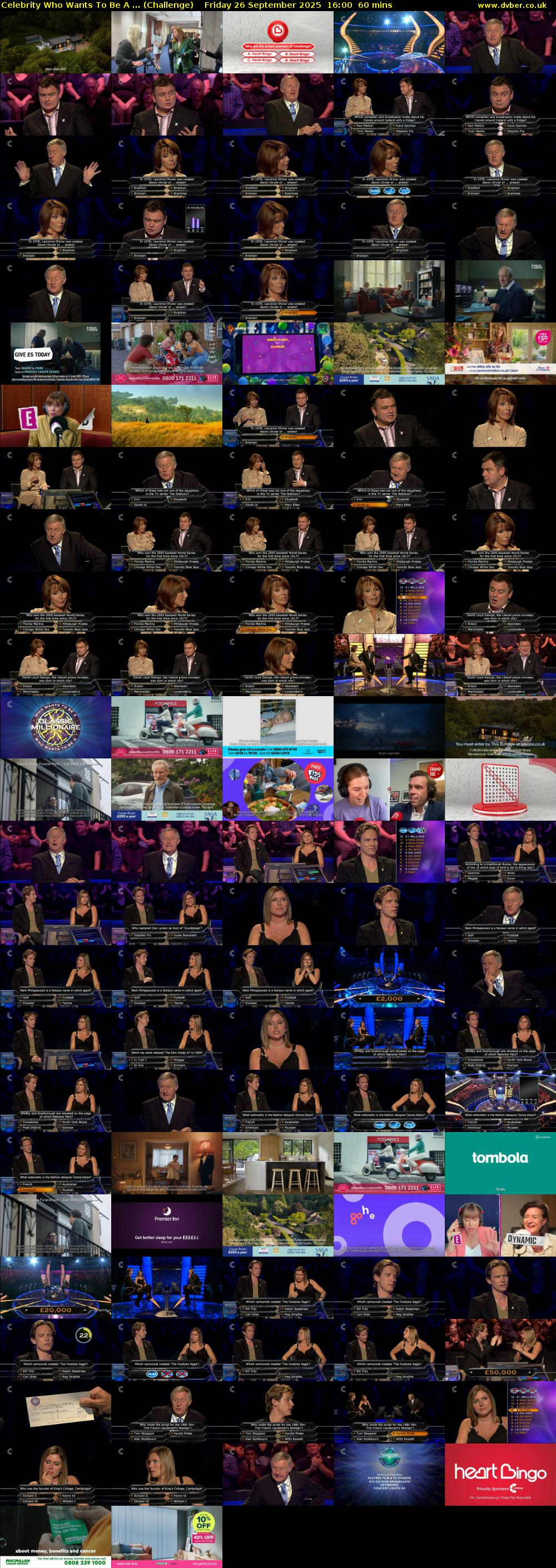 Celebrity Who Wants To Be A ... (Challenge) Friday 26 September 2025 16:00 - 17:00