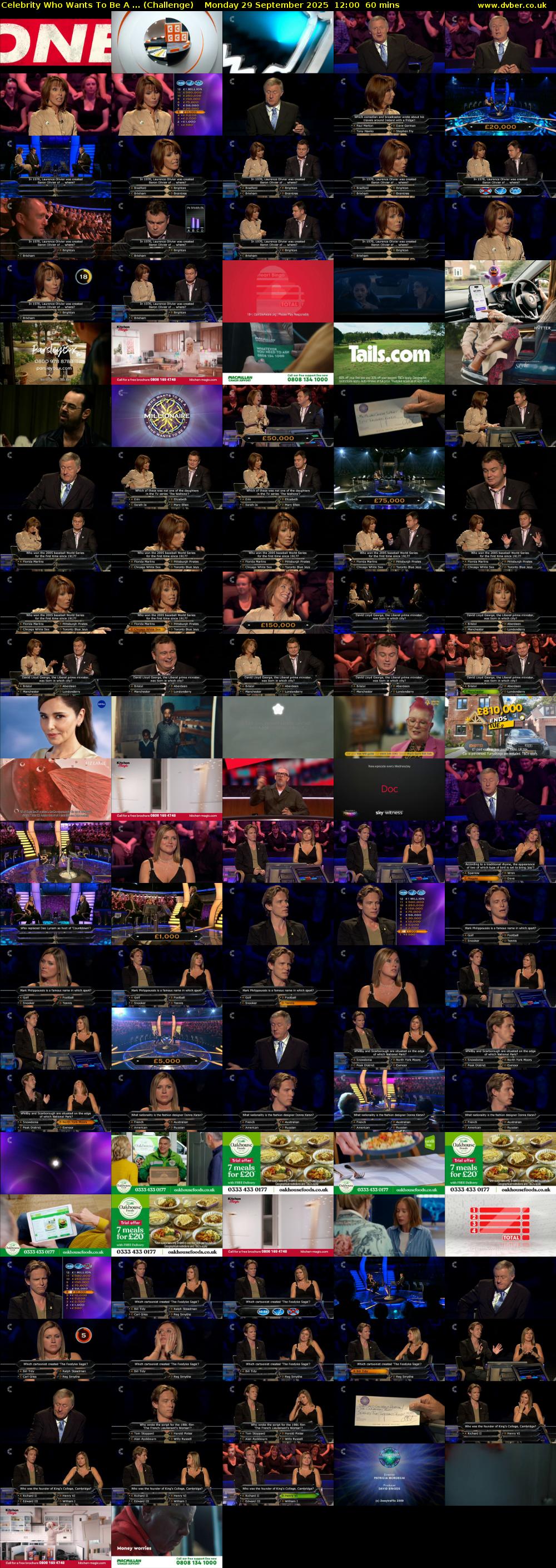 Celebrity Who Wants To Be A ... (Challenge) Monday 29 September 2025 12:00 - 13:00