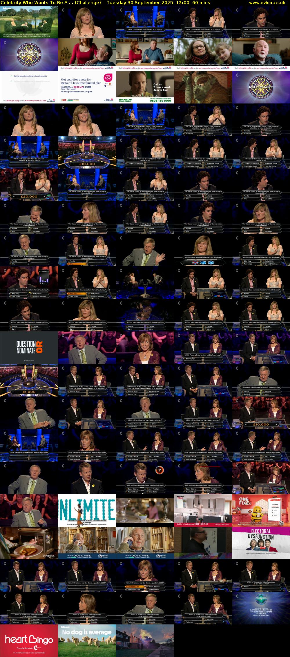 Celebrity Who Wants To Be A ... (Challenge) Tuesday 30 September 2025 12:00 - 13:00