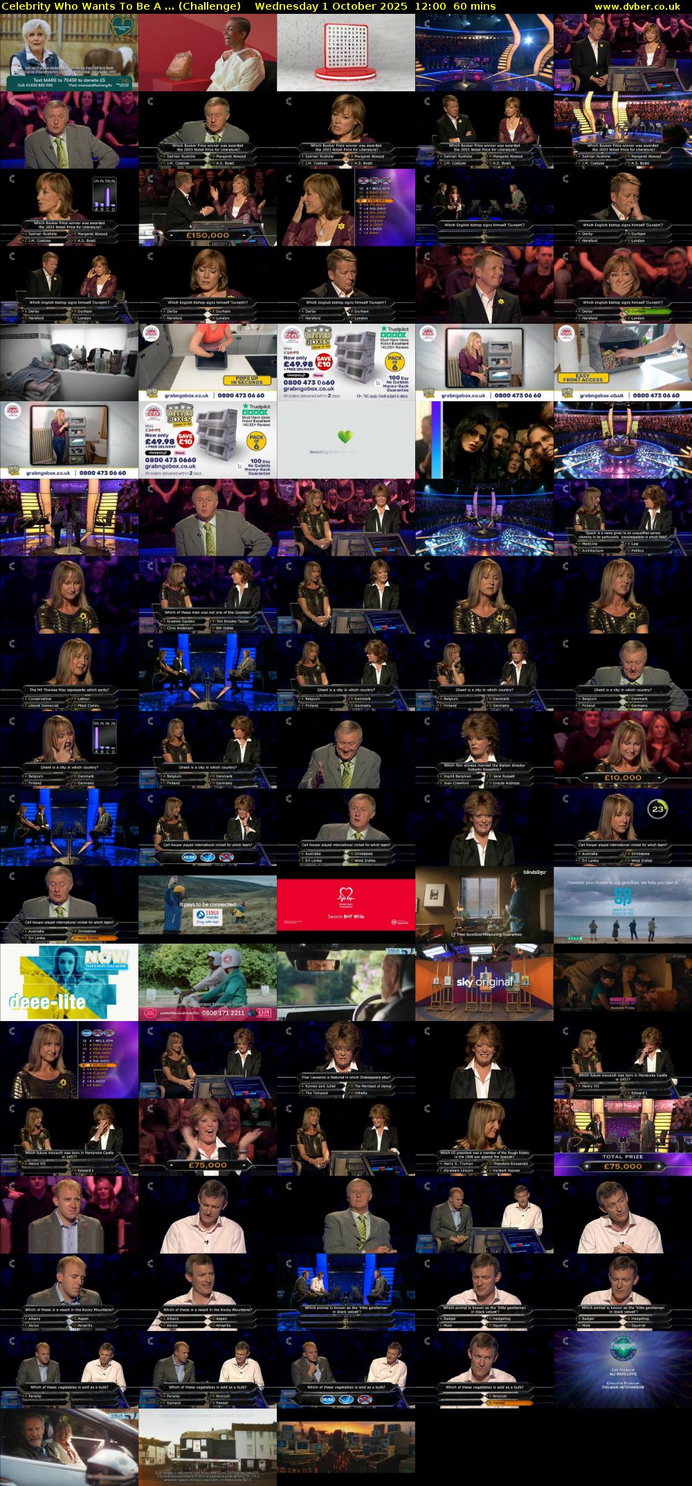 Celebrity Who Wants To Be A ... (Challenge) Wednesday 1 October 2025 12:00 - 13:00