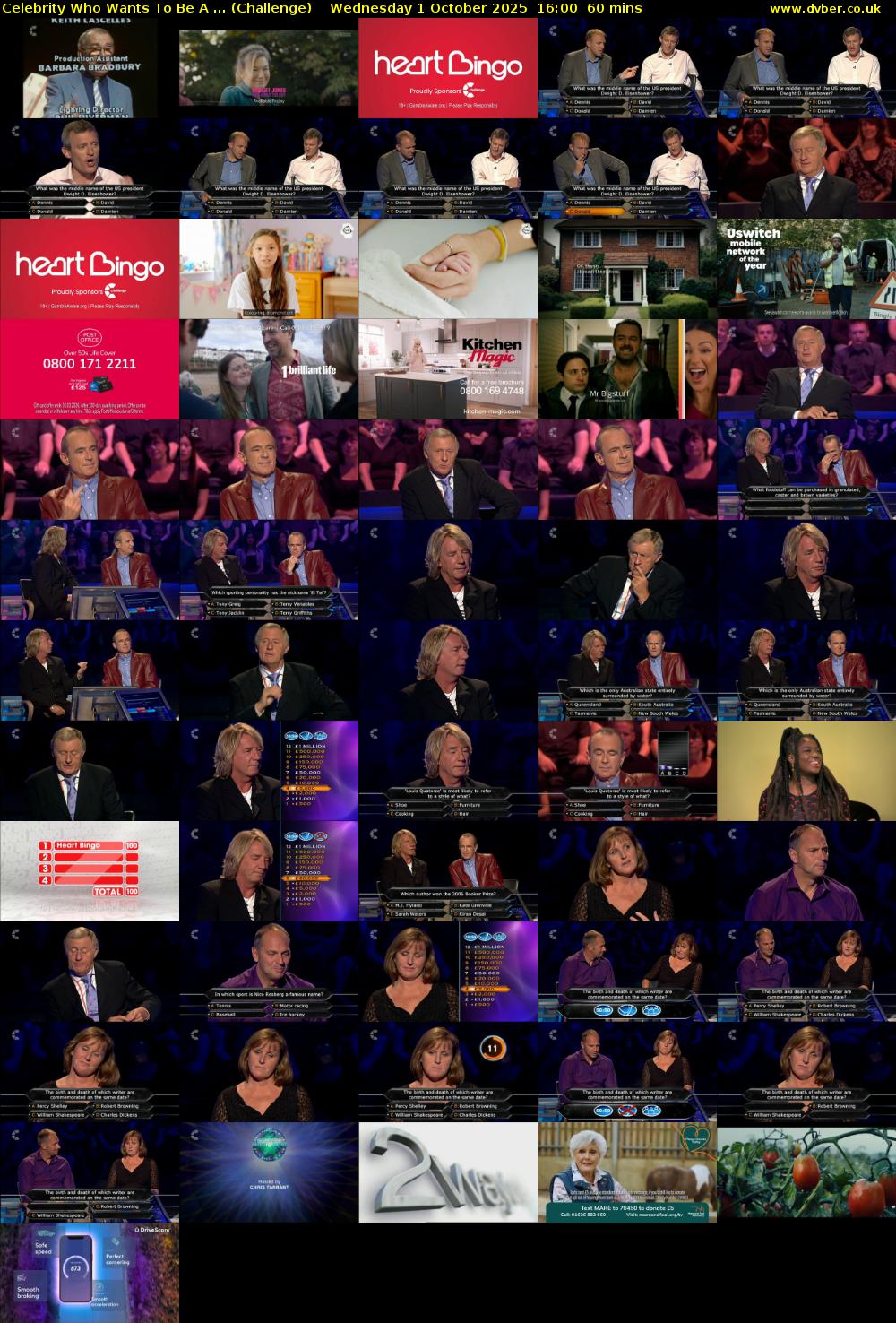 Celebrity Who Wants To Be A ... (Challenge) Wednesday 1 October 2025 16:00 - 17:00