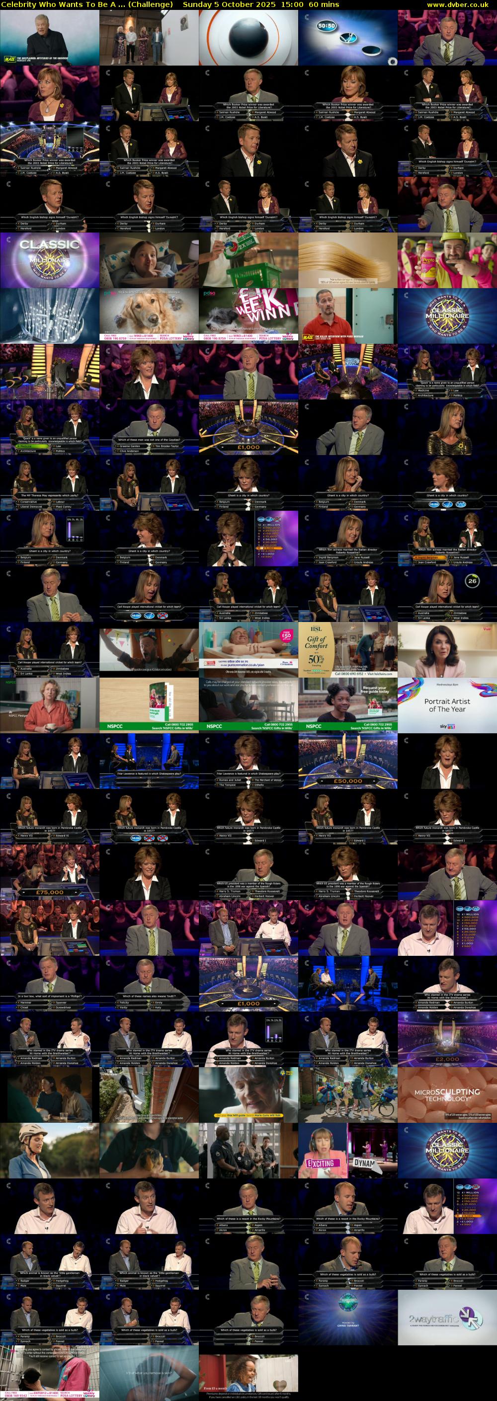 Celebrity Who Wants To Be A ... (Challenge) Sunday 5 October 2025 15:00 - 16:00