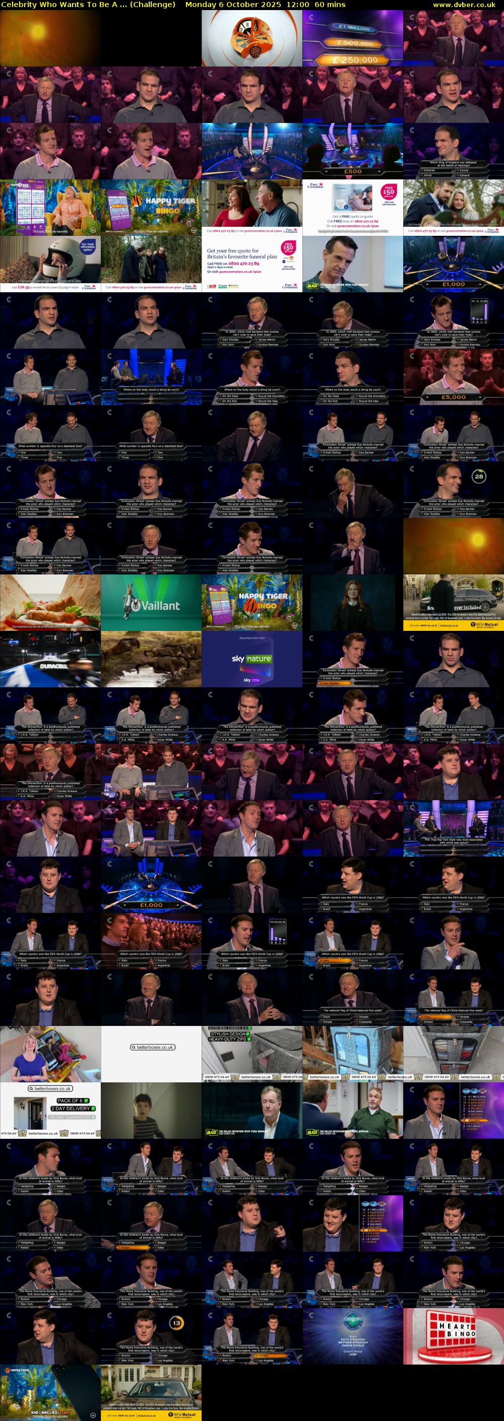 Celebrity Who Wants To Be A ... (Challenge) Monday 6 October 2025 12:00 - 13:00