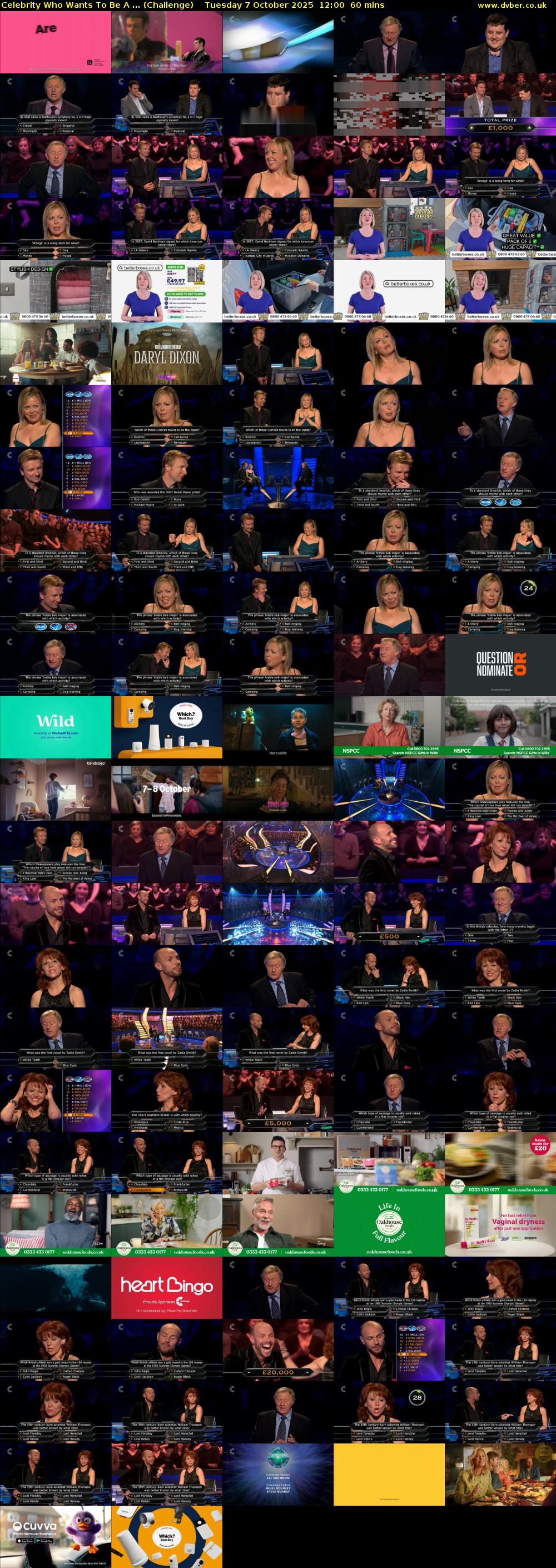 Celebrity Who Wants To Be A ... (Challenge) Tuesday 7 October 2025 12:00 - 13:00