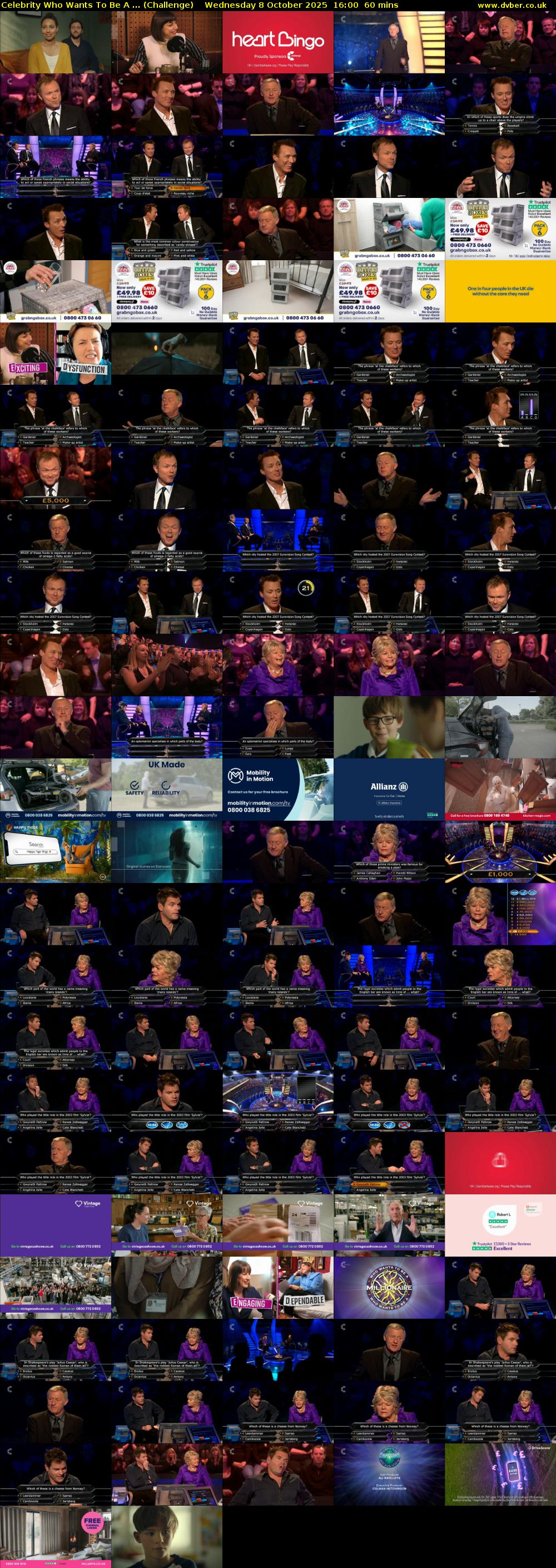 Celebrity Who Wants To Be A ... (Challenge) Wednesday 8 October 2025 16:00 - 17:00