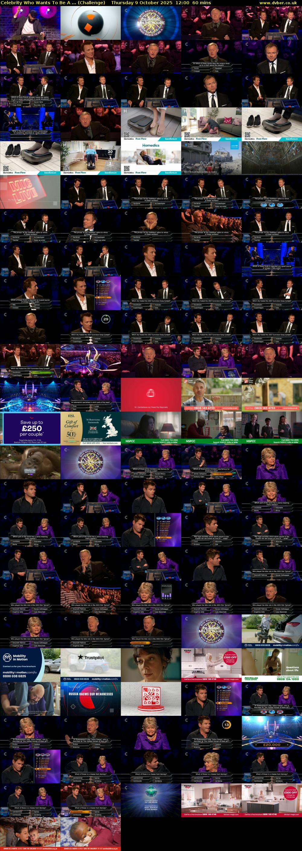 Celebrity Who Wants To Be A ... (Challenge) Thursday 9 October 2025 12:00 - 13:00