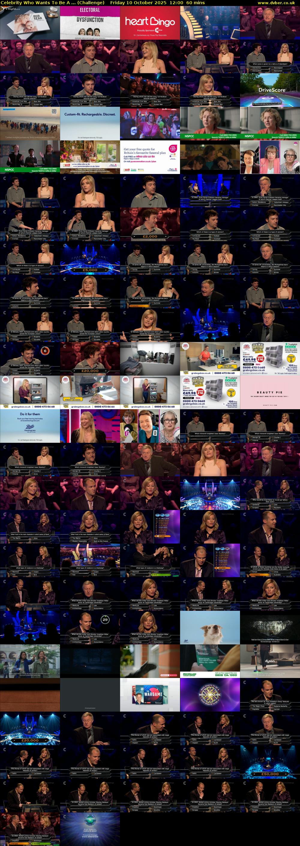 Celebrity Who Wants To Be A ... (Challenge) Friday 10 October 2025 12:00 - 13:00