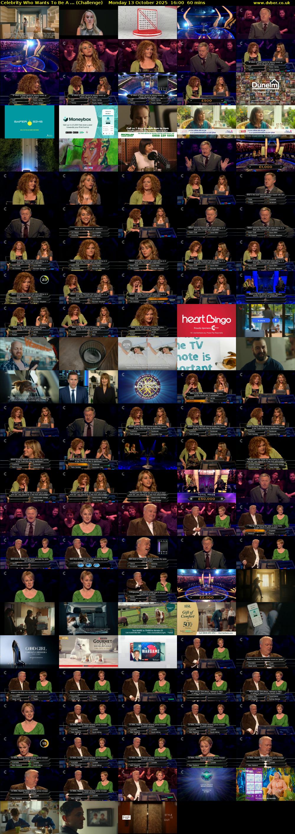 Celebrity Who Wants To Be A ... (Challenge) Monday 13 October 2025 16:00 - 17:00