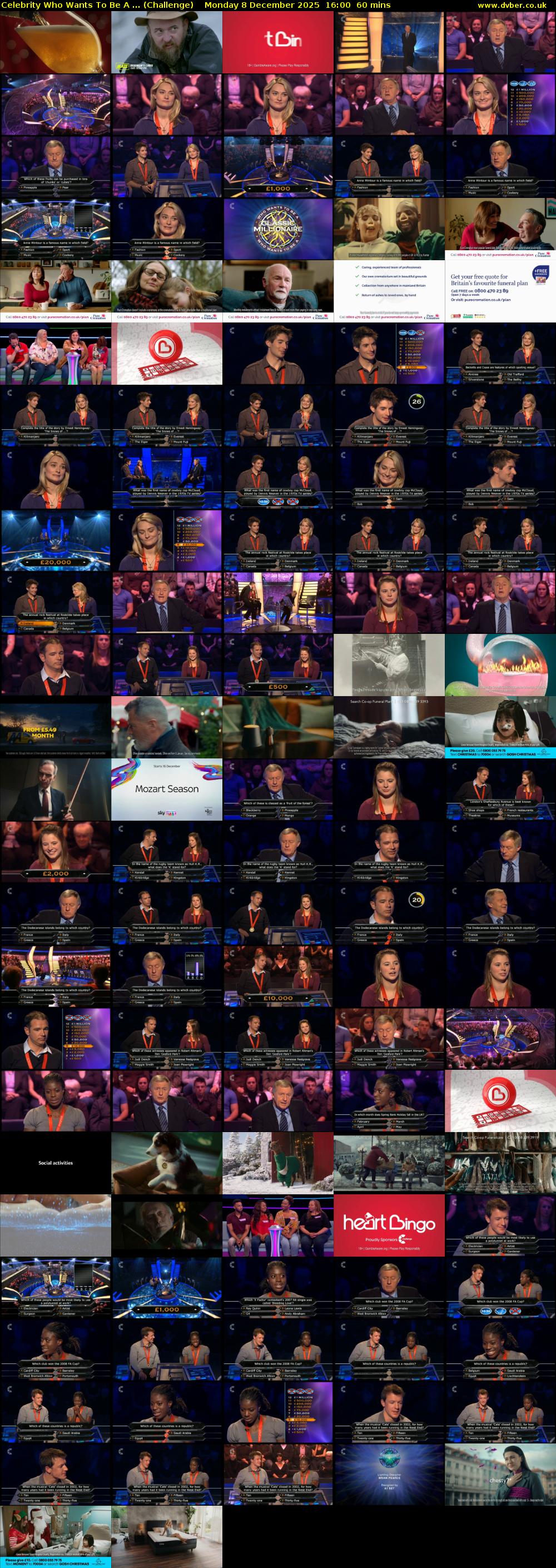 Celebrity Who Wants To Be A ... (Challenge) Monday 8 December 2025 16:00 - 17:00