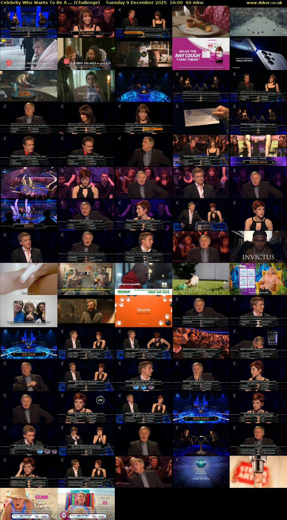 Celebrity Who Wants To Be A ... (Challenge) Tuesday 9 December 2025 16:00 - 17:00