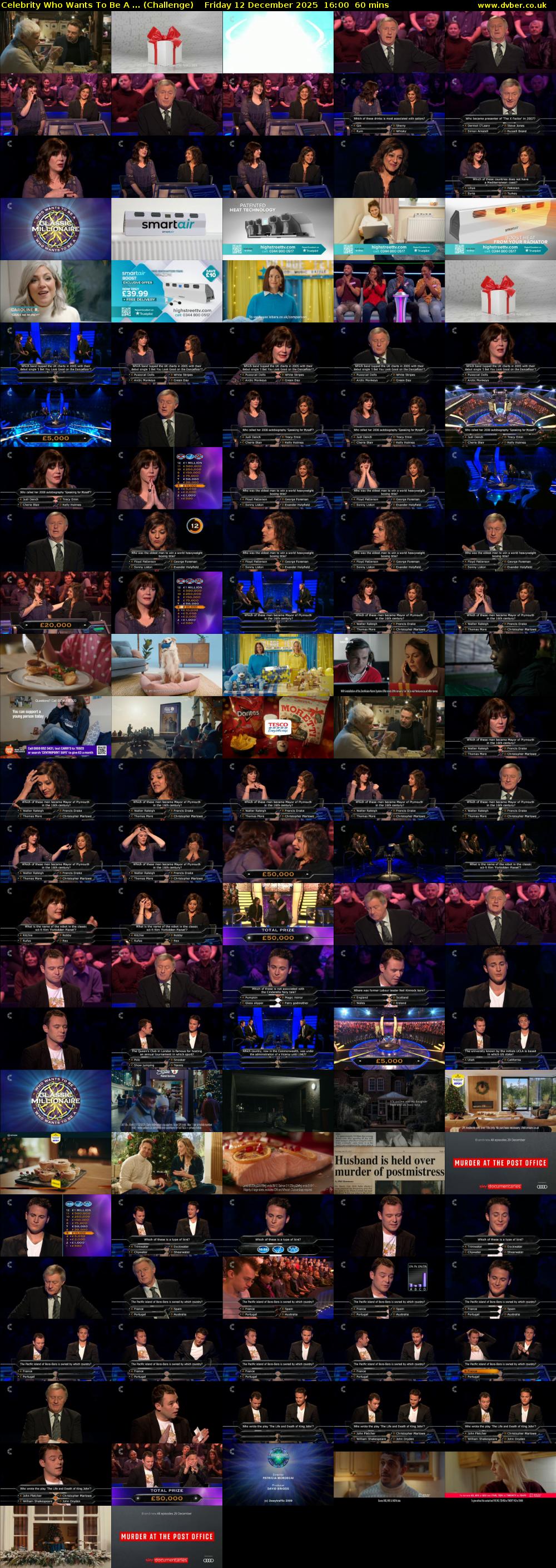 Celebrity Who Wants To Be A ... (Challenge) Friday 12 December 2025 16:00 - 17:00