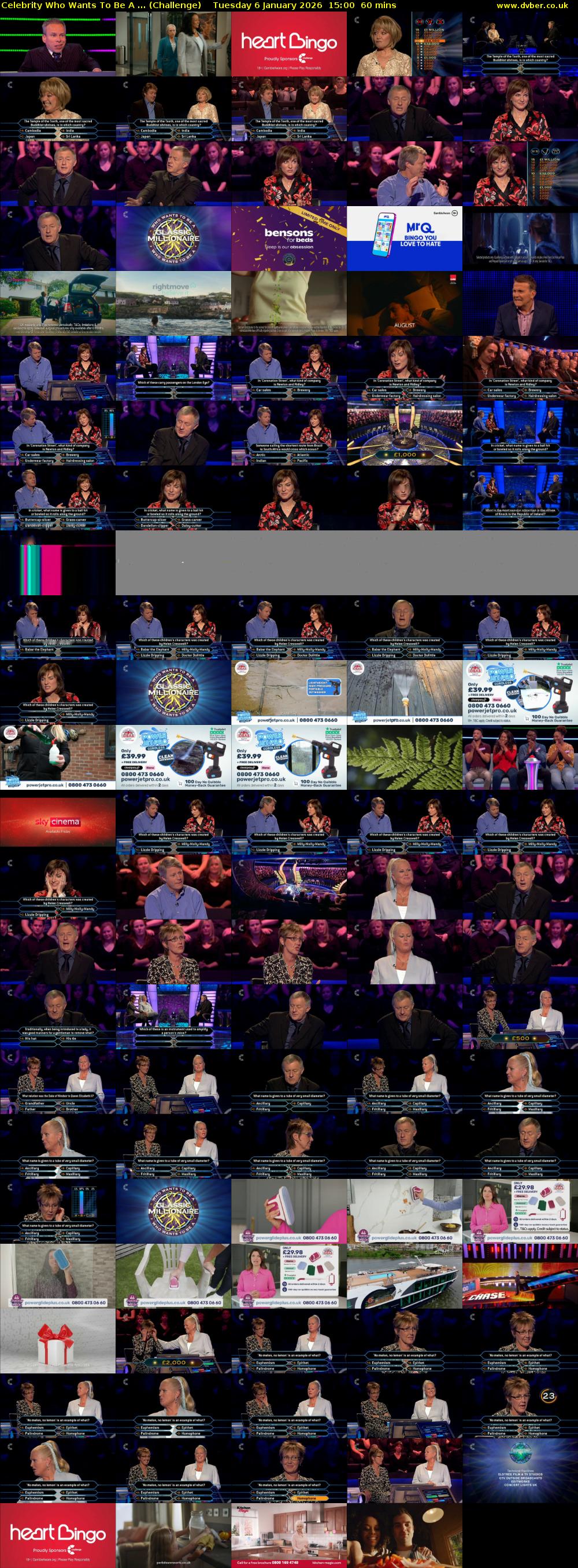 Celebrity Who Wants To Be A ... (Challenge) Tuesday 6 January 2026 15:00 - 16:00