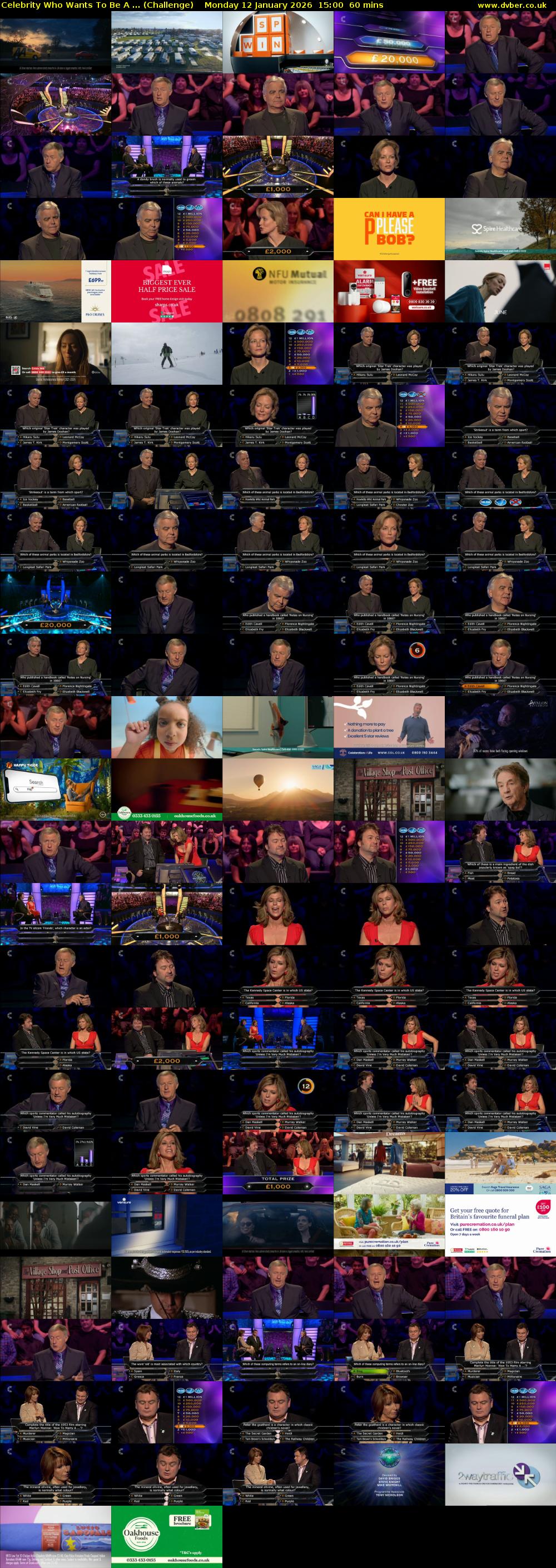 Celebrity Who Wants To Be A ... (Challenge) Monday 12 January 2026 15:00 - 16:00