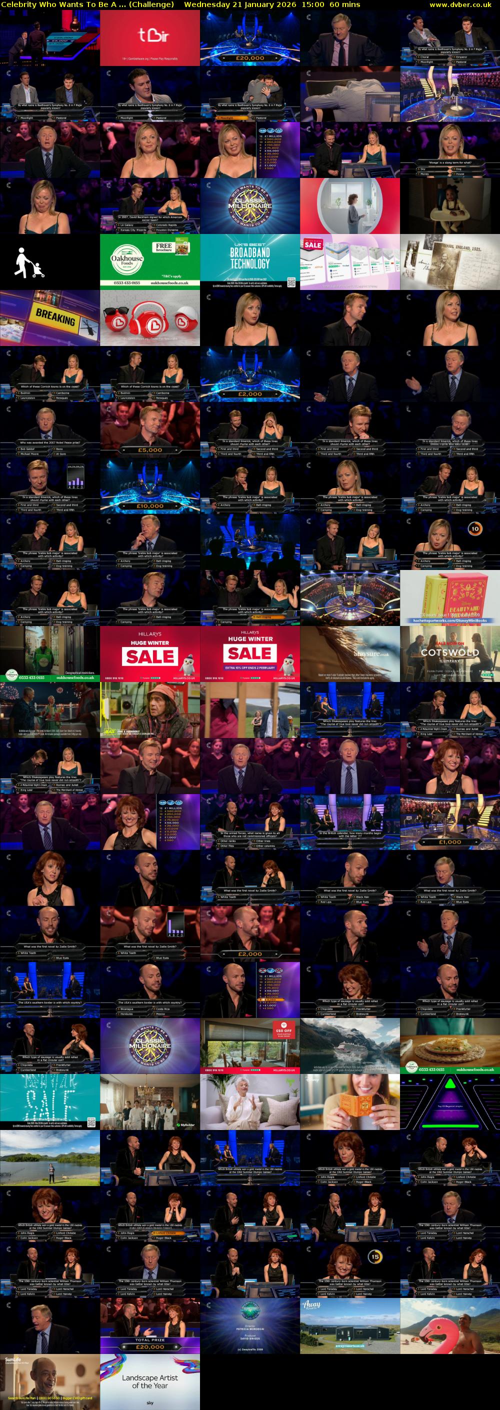 Celebrity Who Wants To Be A ... (Challenge) Wednesday 21 January 2026 15:00 - 16:00