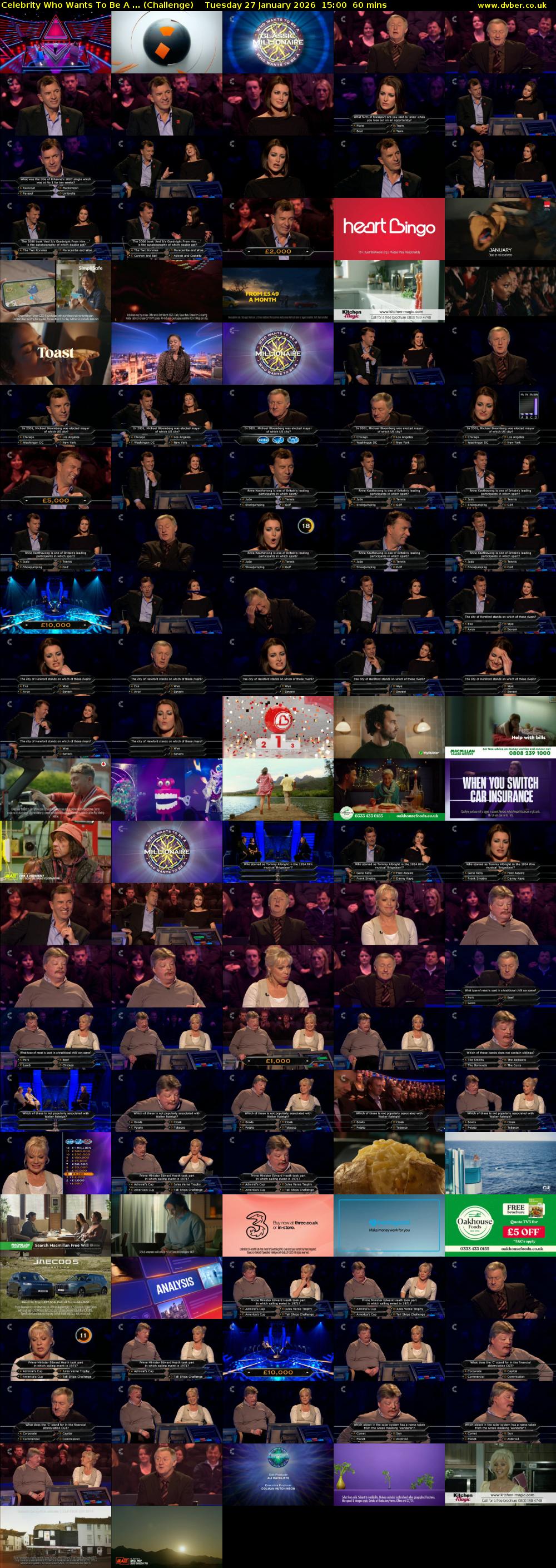 Celebrity Who Wants To Be A ... (Challenge) Tuesday 27 January 2026 15:00 - 16:00