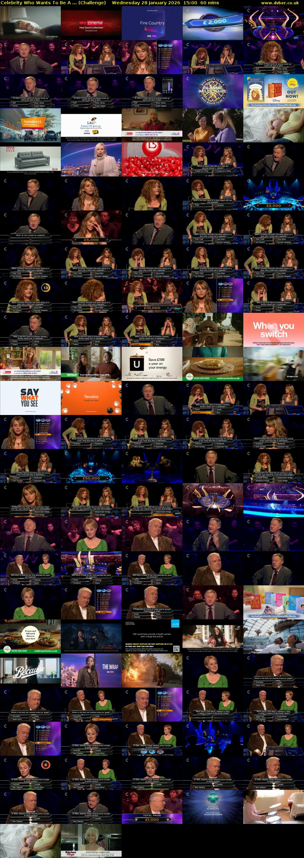 Celebrity Who Wants To Be A ... (Challenge) Wednesday 28 January 2026 15:00 - 16:00