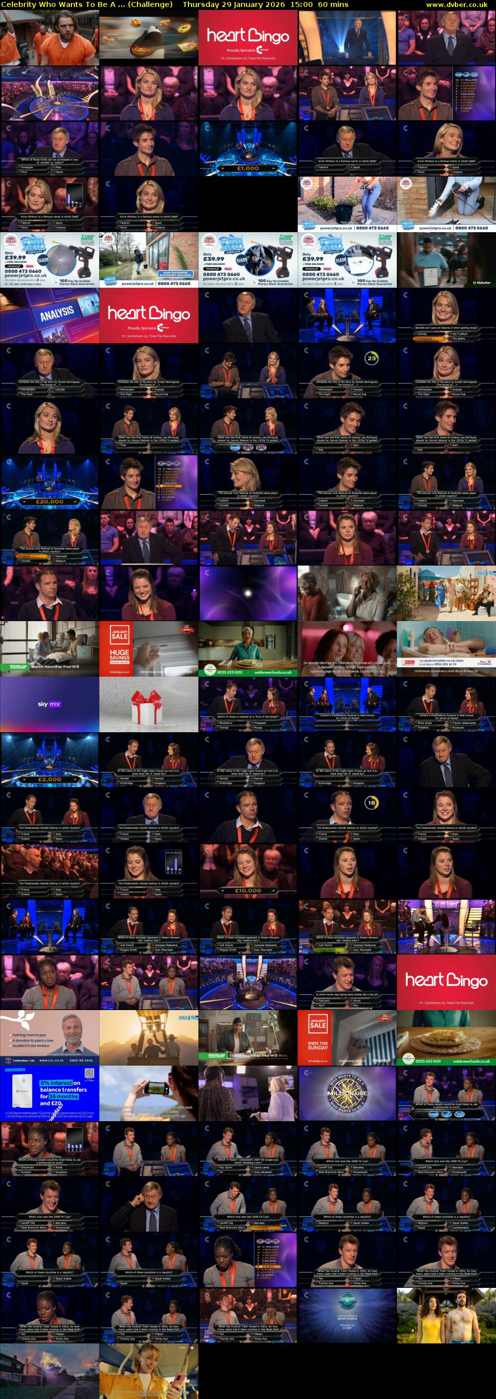 Celebrity Who Wants To Be A ... (Challenge) Thursday 29 January 2026 15:00 - 16:00