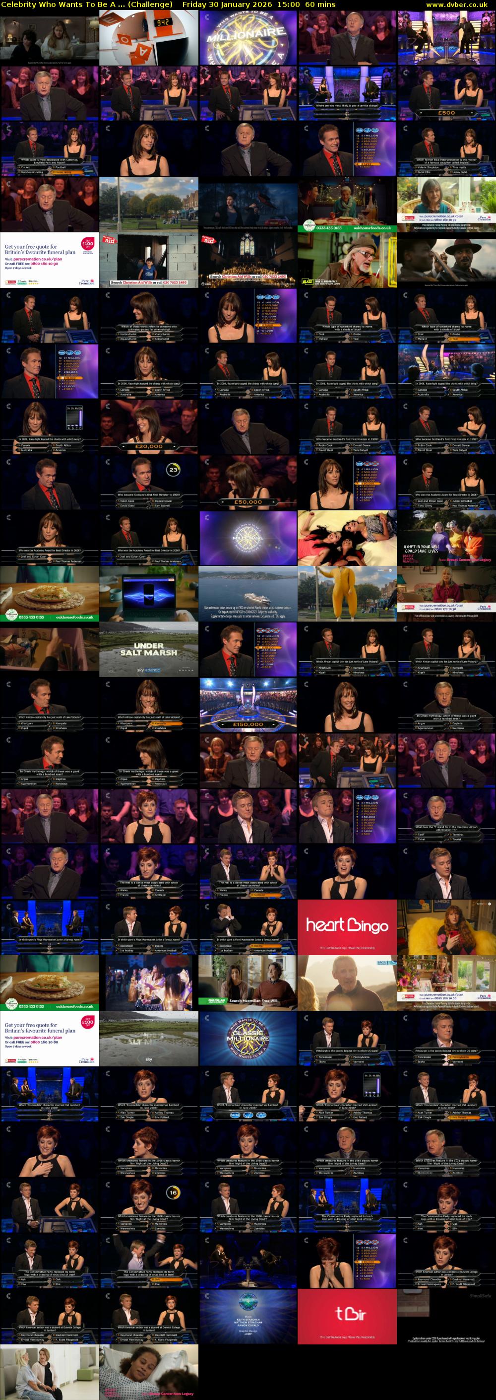 Celebrity Who Wants To Be A ... (Challenge) Friday 30 January 2026 15:00 - 16:00
