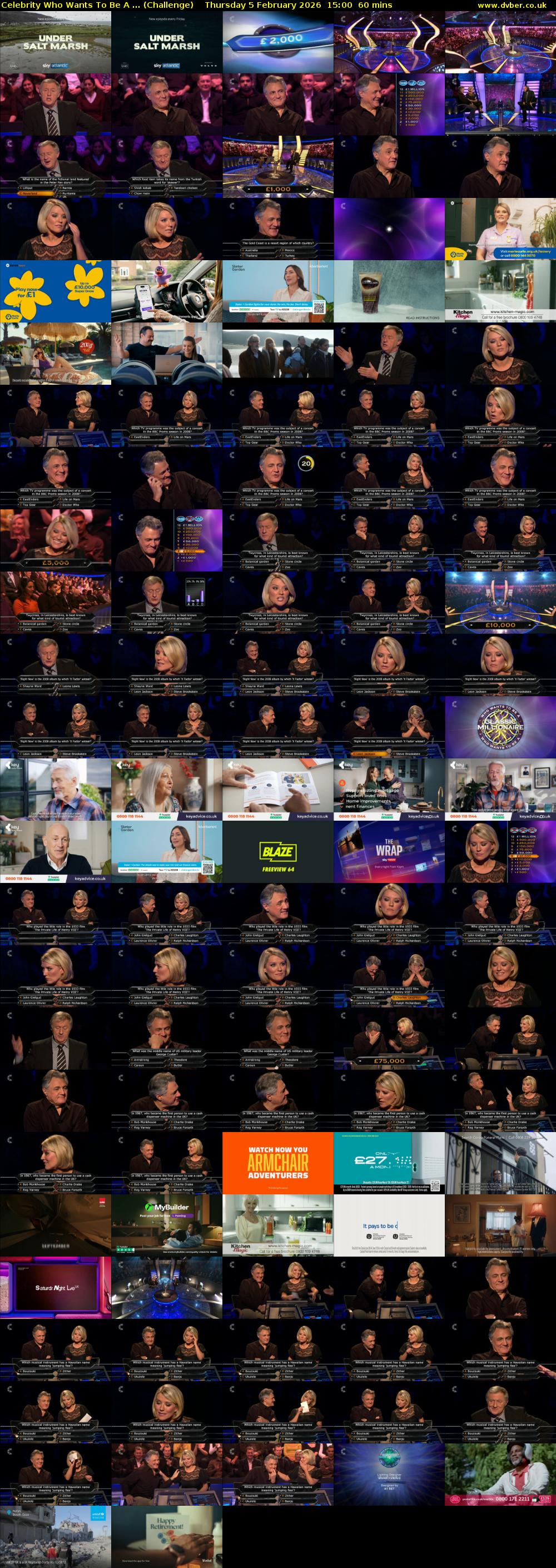 Celebrity Who Wants To Be A ... (Challenge) Thursday 5 February 2026 15:00 - 16:00