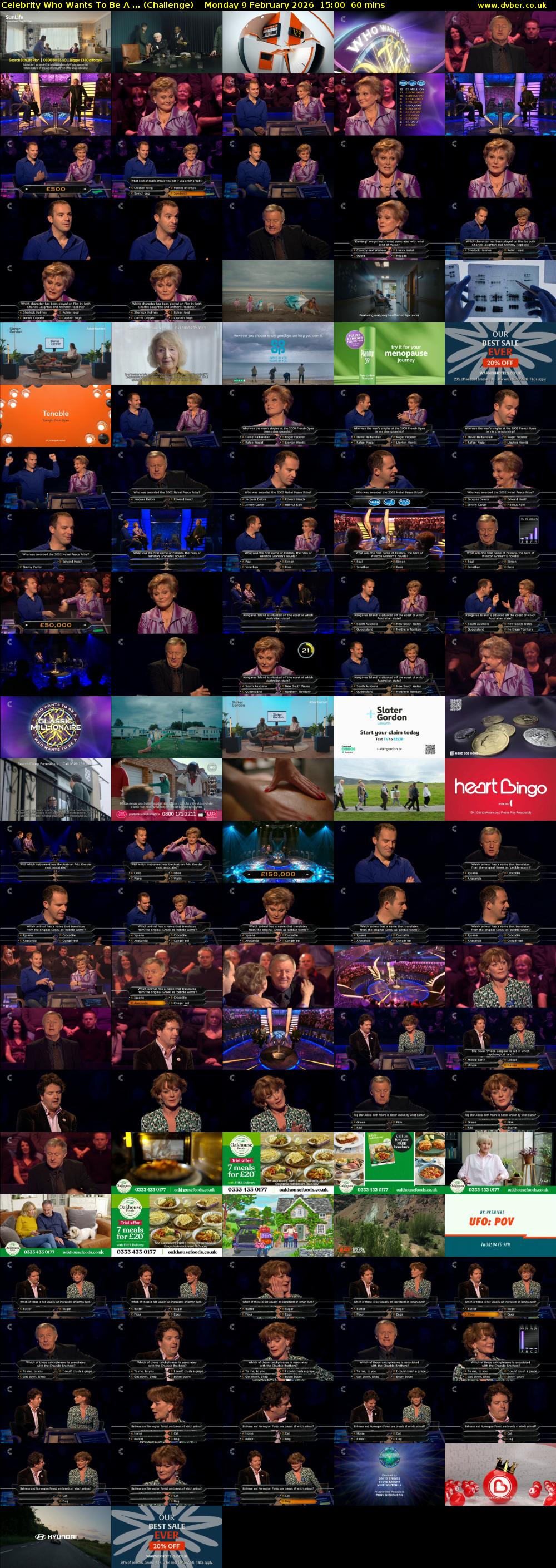 Celebrity Who Wants To Be A ... (Challenge) Monday 9 February 2026 15:00 - 16:00