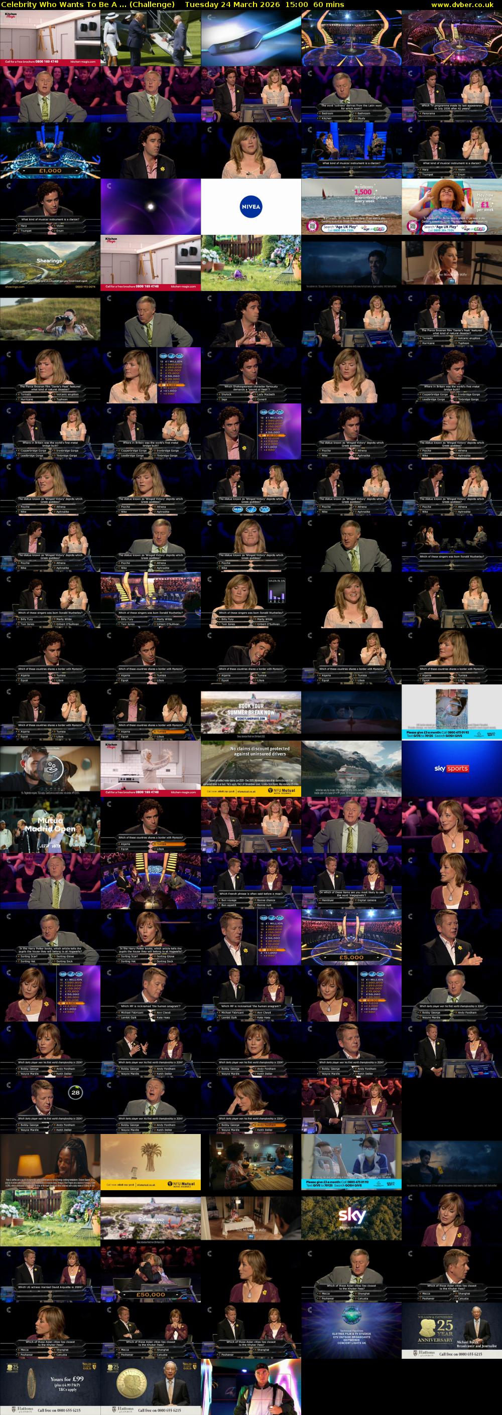 Celebrity Who Wants To Be A ... (Challenge) Tuesday 24 March 2026 15:00 - 16:00