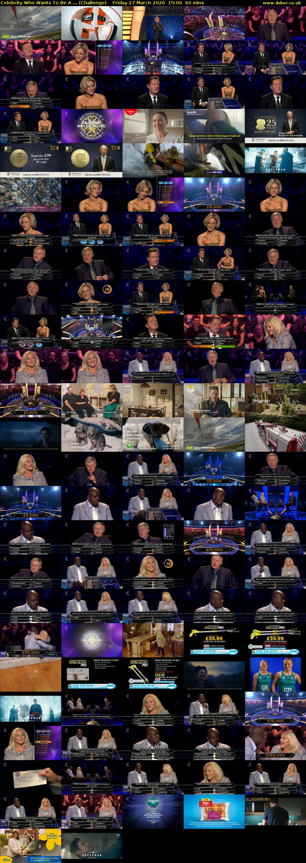 Celebrity Who Wants To Be A ... (Challenge) Friday 27 March 2026 15:00 - 16:00