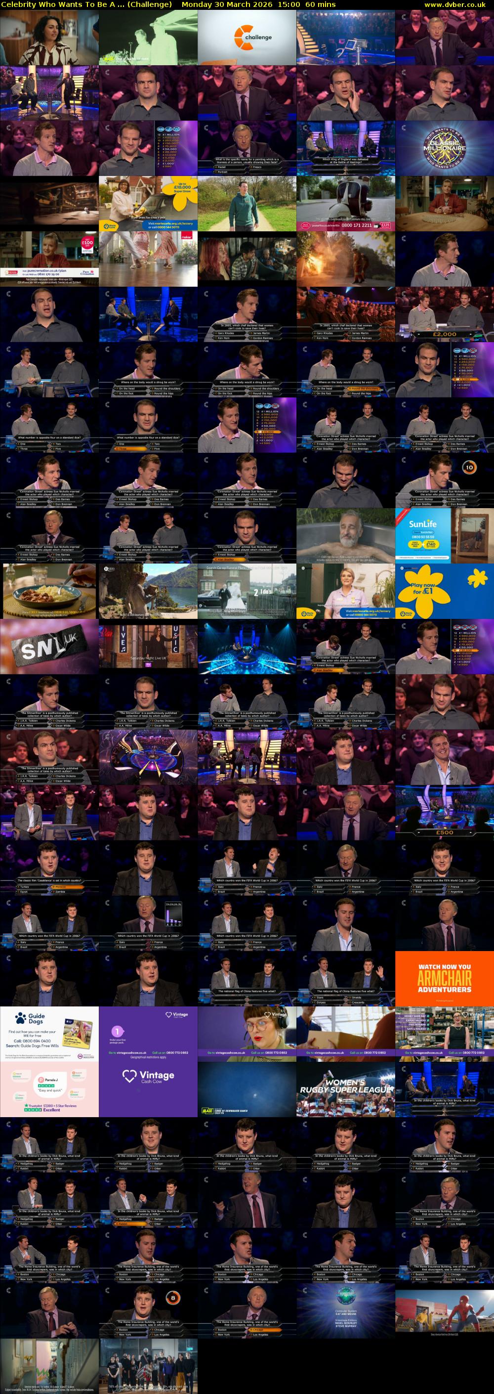Celebrity Who Wants To Be A ... (Challenge) Monday 30 March 2026 15:00 - 16:00