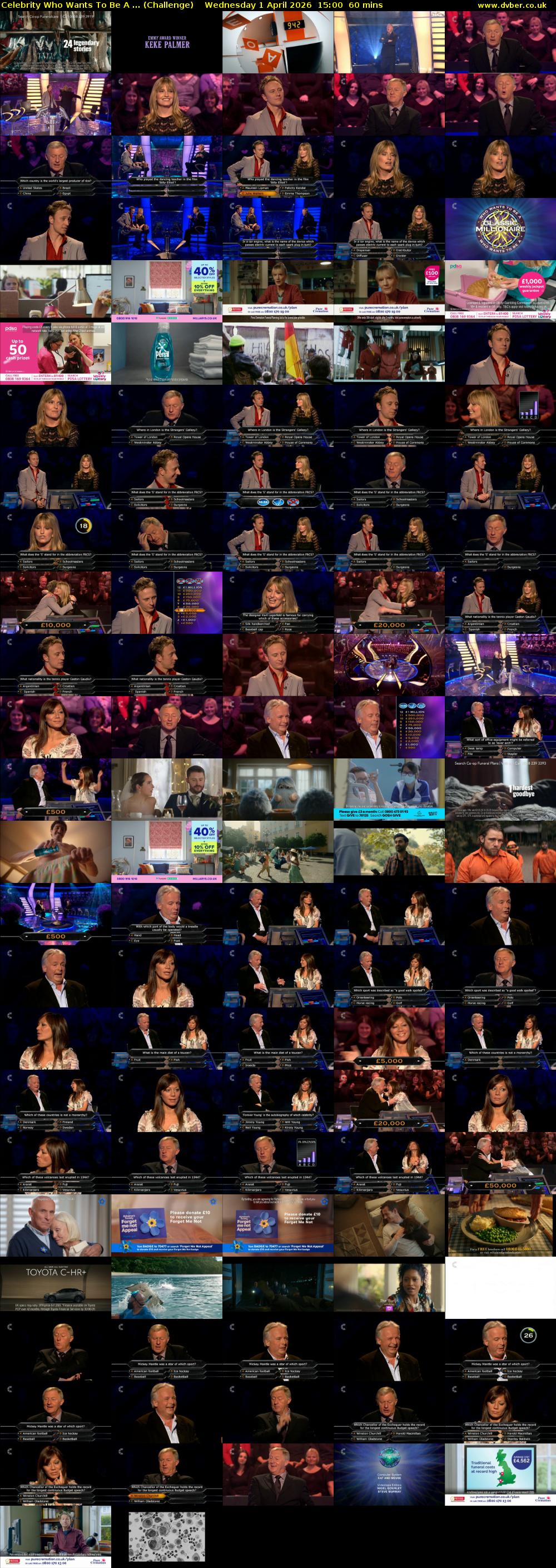 Celebrity Who Wants To Be A ... (Challenge) Wednesday 1 April 2026 15:00 - 16:00