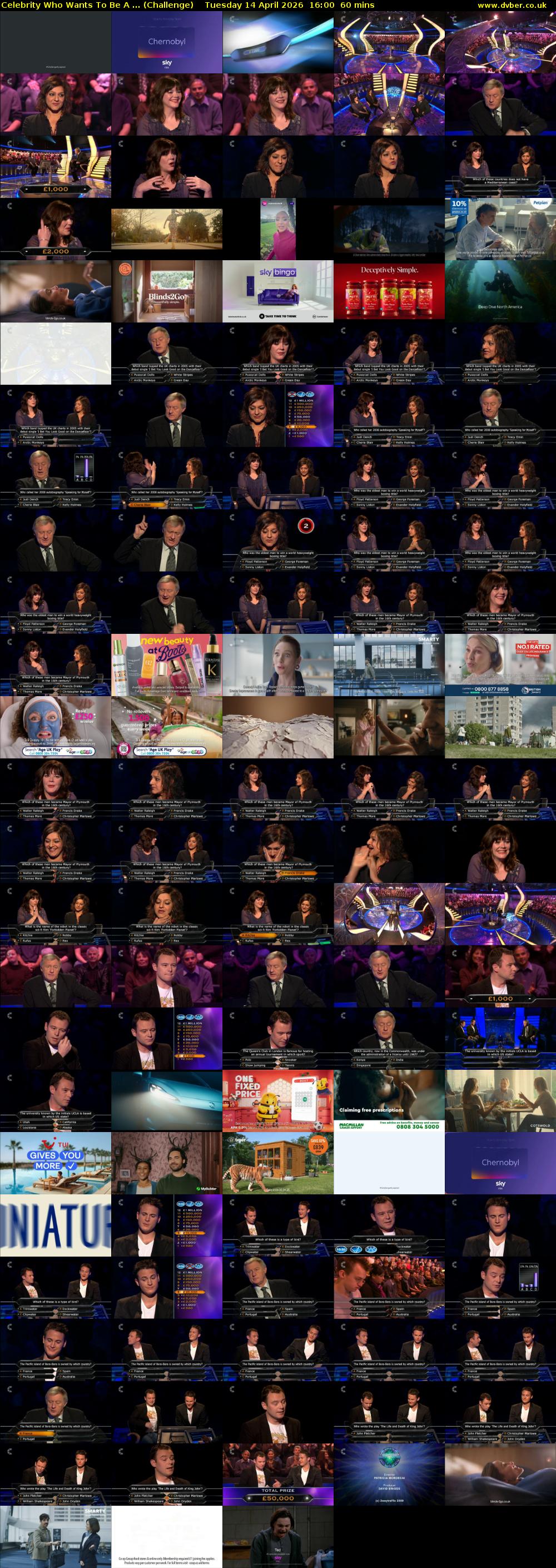 Celebrity Who Wants To Be A ... (Challenge) Tuesday 14 April 2026 16:00 - 17:00