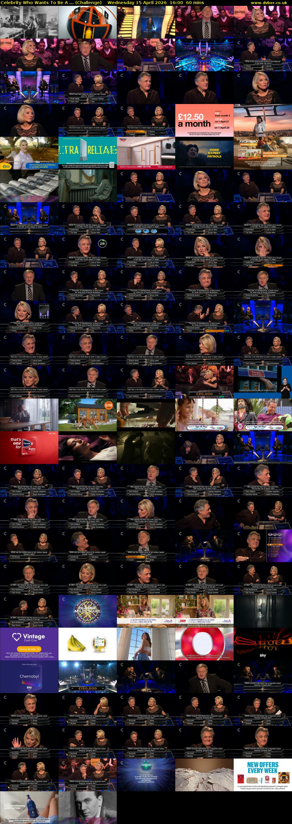 Celebrity Who Wants To Be A ... (Challenge) Wednesday 15 April 2026 16:00 - 17:00