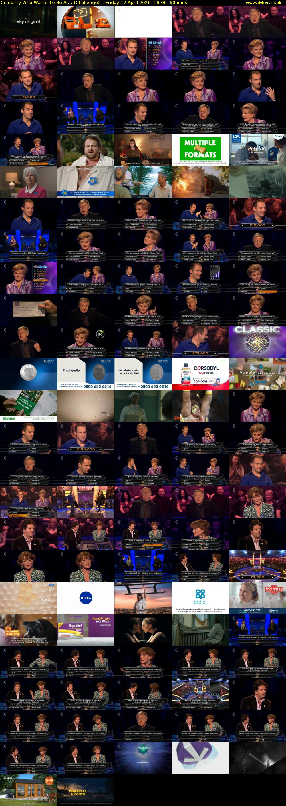 Celebrity Who Wants To Be A ... (Challenge) Friday 17 April 2026 16:00 - 17:00