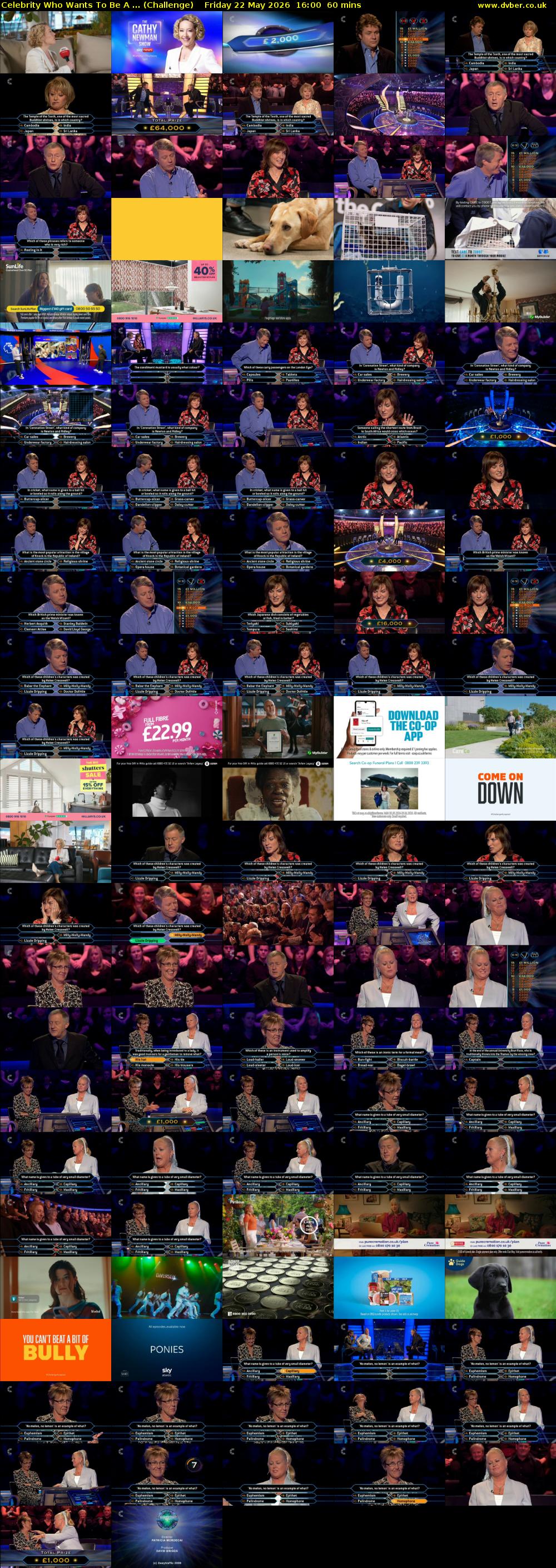 Celebrity Who Wants To Be A ... (Challenge) Friday 22 May 2026 16:00 - 17:00