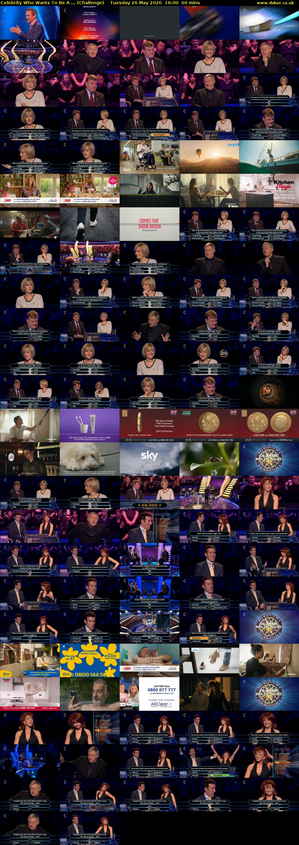 Celebrity Who Wants To Be A ... (Challenge) Tuesday 26 May 2026 16:00 - 17:00