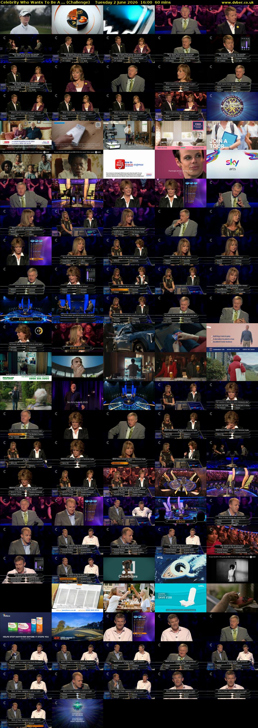 Celebrity Who Wants To Be A ... (Challenge) Tuesday 2 June 2026 16:00 - 17:00