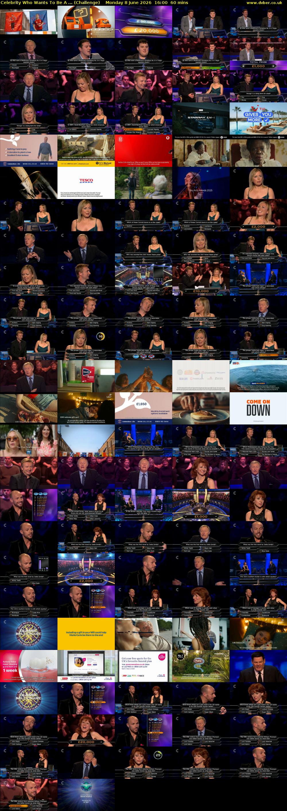 Celebrity Who Wants To Be A ... (Challenge) Monday 8 June 2026 16:00 - 17:00
