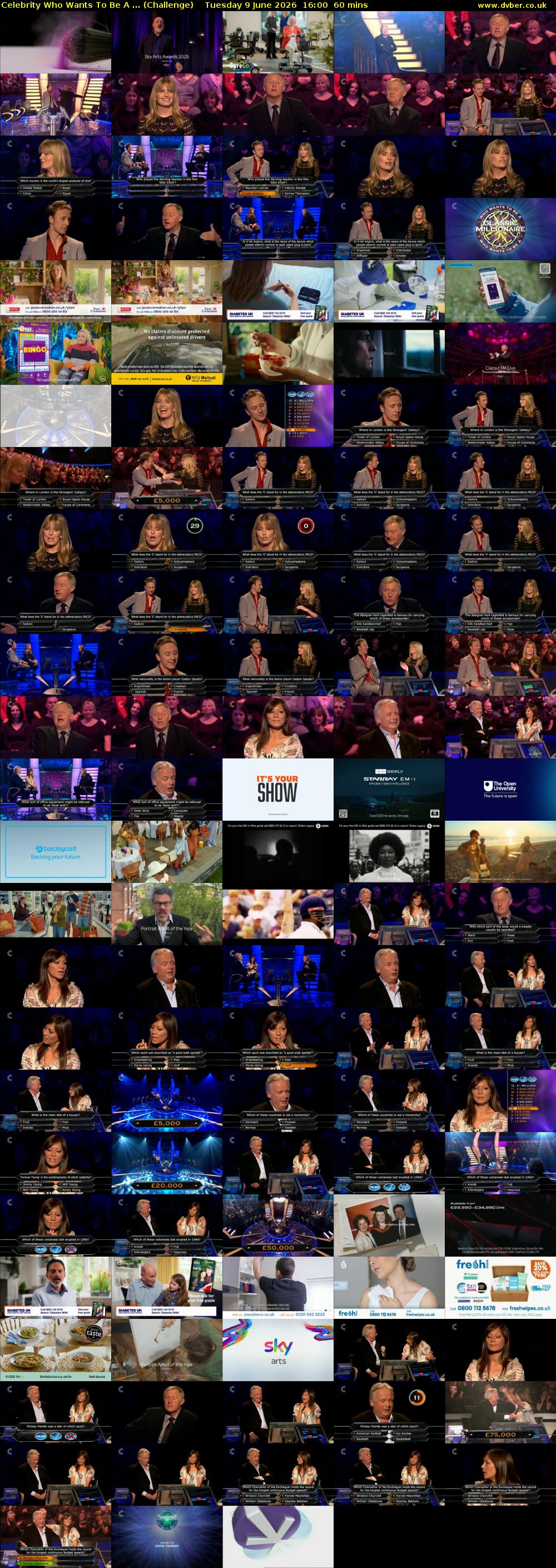 Celebrity Who Wants To Be A ... (Challenge) Tuesday 9 June 2026 16:00 - 17:00