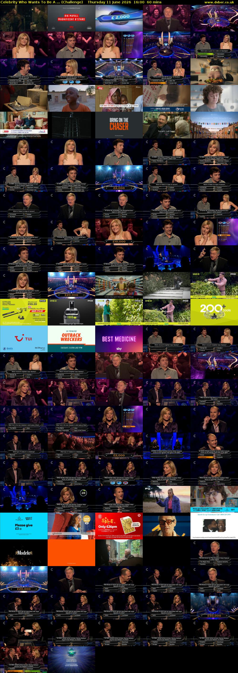 Celebrity Who Wants To Be A ... (Challenge) Thursday 11 June 2026 16:00 - 17:00